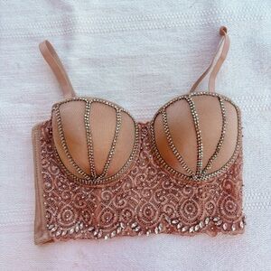 Papaya rhinestone corset size small